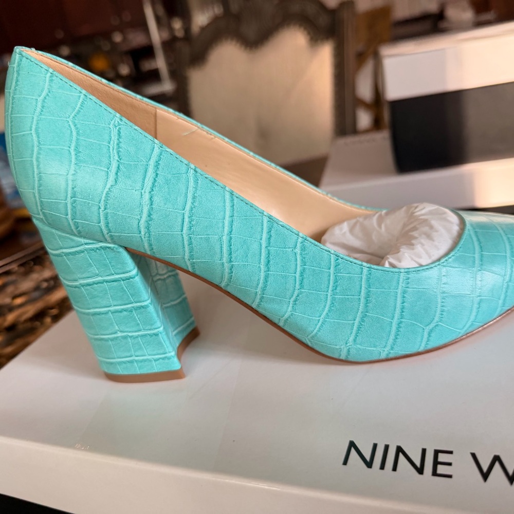 Nine West Aqua Croc-Embossed Heels - Picture 2 of 6